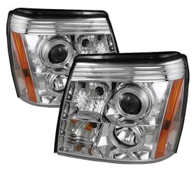 2002-2006 Cadillac Escalade Chrome Halo + LED DRL Projector Headlights - 444-CE0