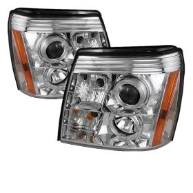2002-2006 Cadillac Escalade Chrome Halo + LED DRL Projector Headlights - 444-CE0