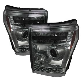 2011-2013 Ford F250/F350/F450 SuperDuty Smoke Halo + LED DRL Projector Headlight