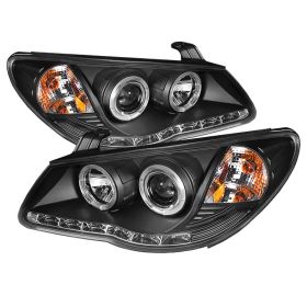 2007-2010 Hyundai Elantra Black Halo + LED DRL Projector Headlights - 444-HYELAN