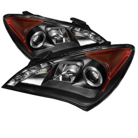 2010-2012 Hyundai Genesis Black Halo + LED DRL Projector Headlights - 444-HYGEN0
