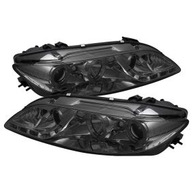 2003-2005 Mazda 6 Smoke Halo + LED DRL Projector Headlights - 444-M603-FOG-DRL-S