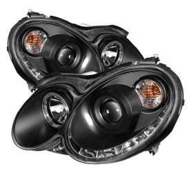 2003-2009 Mercedes Benz CLK Black Halo + LED DRL Projector Headlights - 444-MBCL