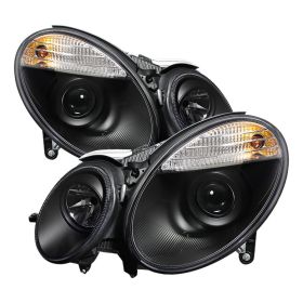 2003-2006 Mercedes Benz E-Class Black Projector Headlights - 444-MBW21103-HID-BK