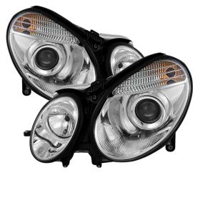 2003-2006 Mercedes Benz E-Class Chrome Projector Headlights - 444-MBW21103-HID-C