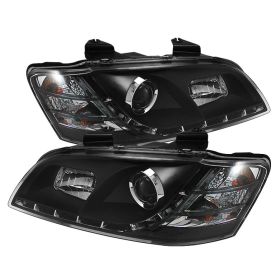 2008-2009 Pontiac G8 Black LED DRL Projector Headlights - 444-PG808-DRL-BK