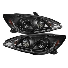 2002-2006 Toyota Camry Black LED DRL Projector Headlights - 444-TCAM02-DRL-BK