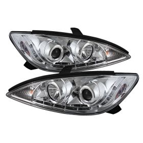 2002-2006 Toyota Camry Chrome LED DRL Projector Headlights - 444-TCAM02-DRL-C