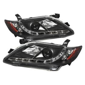 2007-2009 Toyota Camry Black LED DRL Projector Headlights - 444-TCAM07-DRL-BK