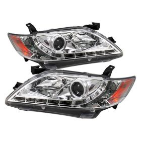 2007-2009 Toyota Camry Chrome LED DRL Projector Headlights - 444-TCAM07-DRL-C
