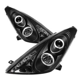 2000-2005 Toyota Celica Black Halo + LED DRL Projector Headlights - 444-TCEL00-L