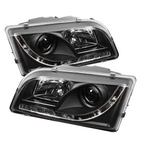 1997-2003 Volvo S40 Black LED DRL Projector Headlights - 444-VOS4097-DRL-BK