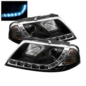 2001-2005 VW Passat Black LED DRL Projector Headlights - 444-VP01-DRL-BK
