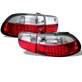 1992-1995 Honda Civic 2DR/4DR Red/Clear LED Tail Lights-ALT-YD-HC92-24D-LED-RC