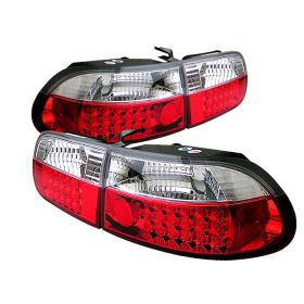 1992-1995 Honda Civic 3DR HB Red/Clear LED Tail Lights-ALT-YD-HC92-3D-LED-RC