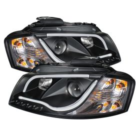 2006-2008 Audi A3 DRL Black Projector Headlights-PRO-YD-AA306-LTDRL-BK
