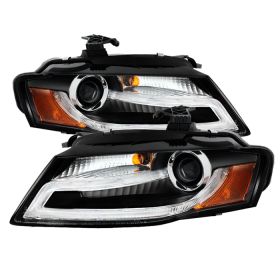 2009-2012 Audi A3 DRL Halo Black Projector Headlights-PRO-YD-AA408-HID-DRL-BK