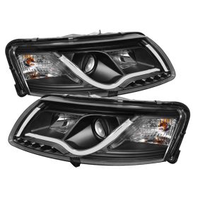 2005-2007 Audi A6 DRL Halo Black Projector Headlights-PRO-YD-ADA605-LTDRL-BK