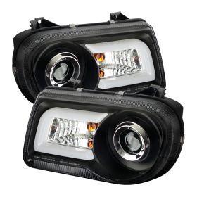 2005-2010 Chrysler 300C V8 DRL Black Projector Headlights-PRO-YD-C300C-DRL-BK
