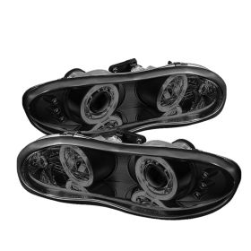 1998-2002 Chevy Camaro Halo Black Smoke Projector Headlights-PRO-YD-CCAM98-HL-BS