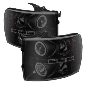 2007-2013 Chevy Silverado CCFL Halo Black Smoke Projector Headlights-PRO-YD-CS07