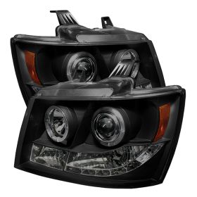2007-2014 Chevy Tahoe/Suburban Halo Black Smoke Projector Headlights-PRO-YD-CSUB