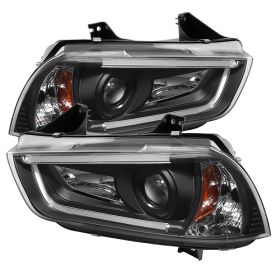 2011-2014 Dodge Charger DRL Halo Black Projector Headlights-PRO-YD-DCH11-LTDRL-B