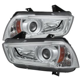 2011-2014 Dodge Charger DRL Halo Chrome Projector Headlights-PRO-YD-DCH11-LTDRL-
