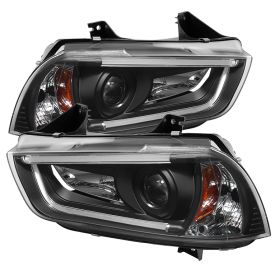 2011-2014 Dodge Charger DRL Halo Black Projector Headlights-PRO-YD-DCH11-LTDRL-H