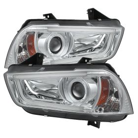 2011-2014 Dodge Charger DRL Halo Chrome Projector Headlights-PRO-YD-DCH11-LTDRL-
