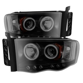 2002-2005 Dodge Ram 1500 CCFL Halo Black Smoke Projector Headlights-PRO-YD-DR02-