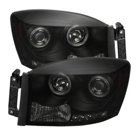 2006-2008 Dodge Ram 1500 Halo Black Smoke Projector Headlights-PRO-YD-DR06-HL-BS