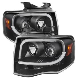 2007-2013 Ford Expedition DRL Black Projector Headlights-PRO-YD-FE07-LTDRL-BK