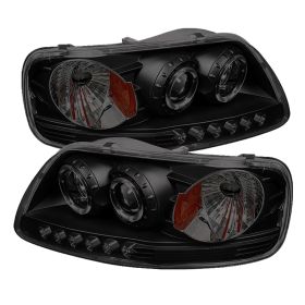 1997-2003 Ford F150 Halo Black Smoke Projector Headlights-PRO-YD-FF15097-1P-AM-B