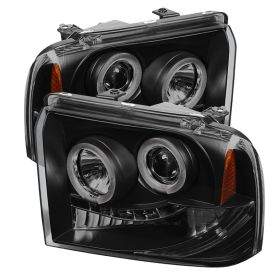 2005-2007 Ford SuperDuty F250/F350/F450 Halo Black Smoke Projector Headlights-PR
