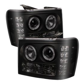 2007-2013 GMC Sierra 1500/2500/3500 HD Halo Black Smoke Projector Headlights-PRO