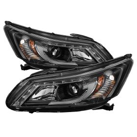 2013-2015 Honda Accord 4DR DRL Light-Bar Black Projector Headlights-PRO-YD-HA13-