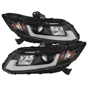 2012-2014 Honda Civic DRL Light-Bar Black Projector Headlights-PRO-YD-HC12-DRL-B