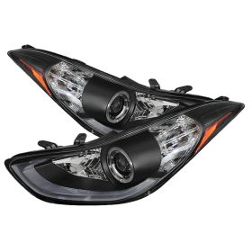 2011-2013 Hyundai Elantra DRL Halo Black Projector Headlights-PRO-YD-HYELAN11-DR