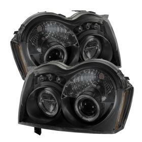 2005-2007 Jeep Grand Cherokee Halo Black Smoke Projector Headlights-PRO-YD-JGC05