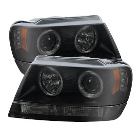 1999-2004 Jeep Grand Cherokee Halo Black Smoke Projector Headlights-PRO-YD-JGC99