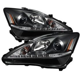 2006-2010 Lexus IS250/IS350 DRL Black Projector Headlights-PRO-YD-LIS06-DRL-BK