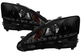 2006-2010 Lexus IS250/IS350 DRL Black Smoke Projector Headlights-PRO-YD-LIS06-DR