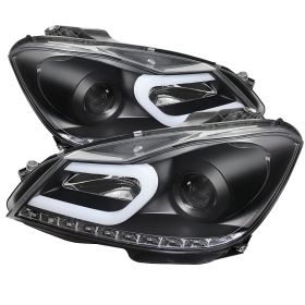 2012-2013 Mercedes Benz C-Class W204 DRL Halo Black Projector Headlights-PRO-YD-
