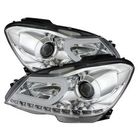 2012-2013 Mercedes Benz C-Class W204 DRL Halo Chrome Projector Headlights-PRO-YD