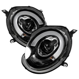 2010-2012 Mini Cooper 2DR DRL Halo Black Projector Headlights-PRO-YD-MC07-DRL-BK