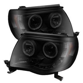 2005-2011 Toyota Tacoma Halo Black Smoke Projector Headlights-PRO-YD-TT05-HL-BSM