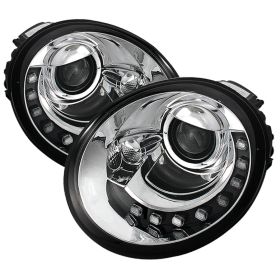 1998-2005 VW Beetle DRL Chrome Projector Headlights-PRO-YD-VB98-DRL-C