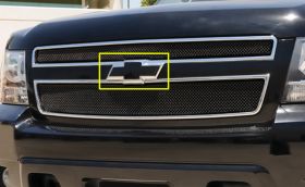 Silverado Grille Emblem 00-06 Chevrolet Silverado Billet Bow Tie Front W/Border Aluminum Powdercoat Black T-REX Grilles - 19076B