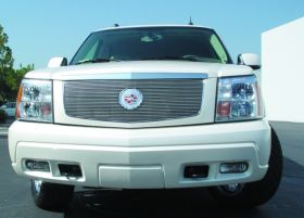 Escalade Grille Insert W/Center Billet Logo Plate 02-06 Cadillac Escalade EXT/ESV Aluminum Polished Billet Series T-REX Grilles - 20182